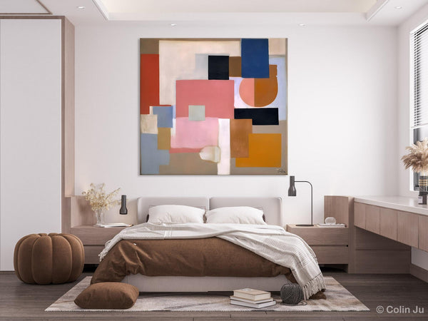 Geometric Abstract Art, Original Abstract Wall Art, Contemporary Acrylic Paintings, Hand Painted Canvas Art, Large Abstract Art for Bedroom-artworkcanvas