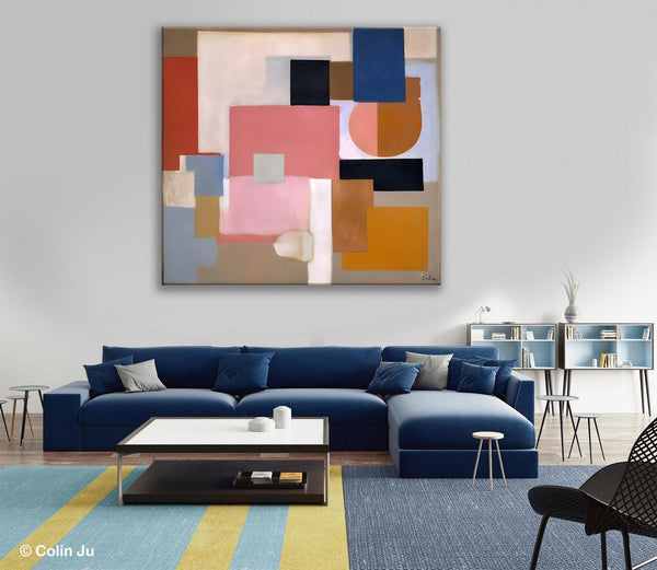 Geometric Abstract Art, Original Abstract Wall Art, Contemporary Acrylic Paintings, Hand Painted Canvas Art, Large Abstract Art for Bedroom-artworkcanvas