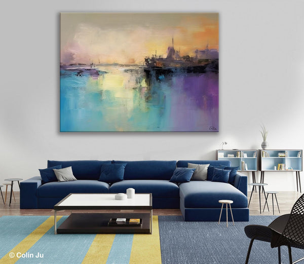 Large Paintings for Bedroom, Oversized Contemporary Wall Art Paintings, Abstract Landscape Painting on Canvas, Extra Large Original Artwork-artworkcanvas