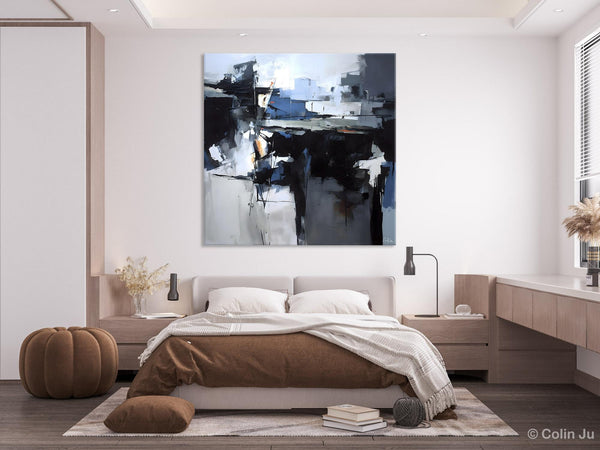 Original Modern Wall Art on Canvas, Black Contemporary Canvas Art, Modern Acrylic Artwork for Sale, Large Abstract Painting for Bedroom-artworkcanvas