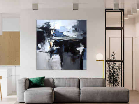 Original Modern Wall Art on Canvas, Black Contemporary Canvas Art, Modern Acrylic Artwork for Sale, Large Abstract Painting for Bedroom-artworkcanvas