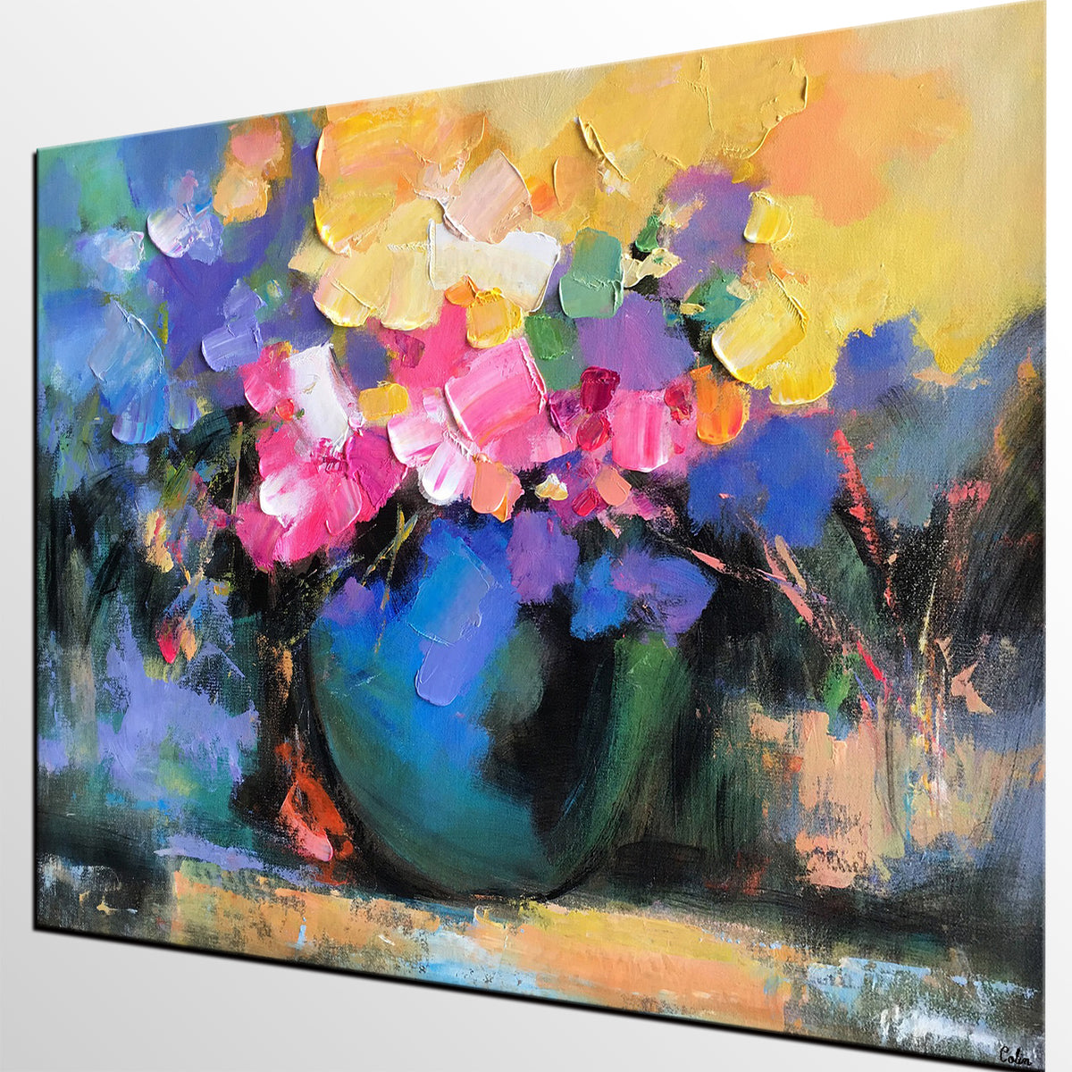 Abstract Art Painting, Flower Still Life Painting, Original Flower Pai ...