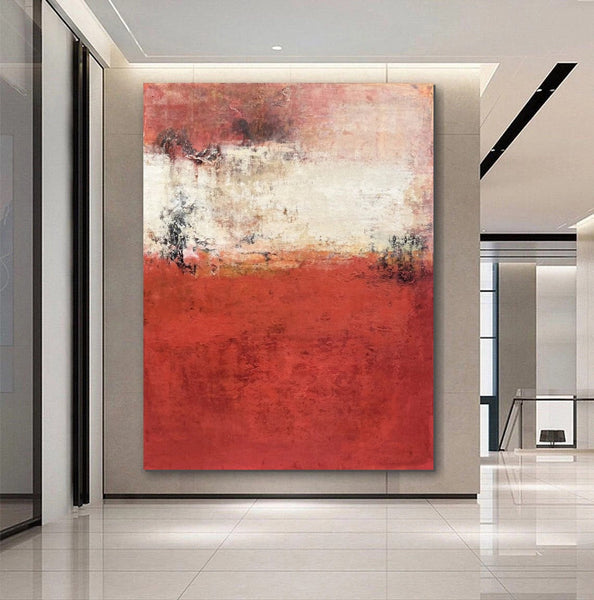 Canvas Painting for Living Room, Huge Contemporary Abstract Artwork, Red Abstract Painting Ideas for Interior Design, Modern Wall Art Painting-artworkcanvas