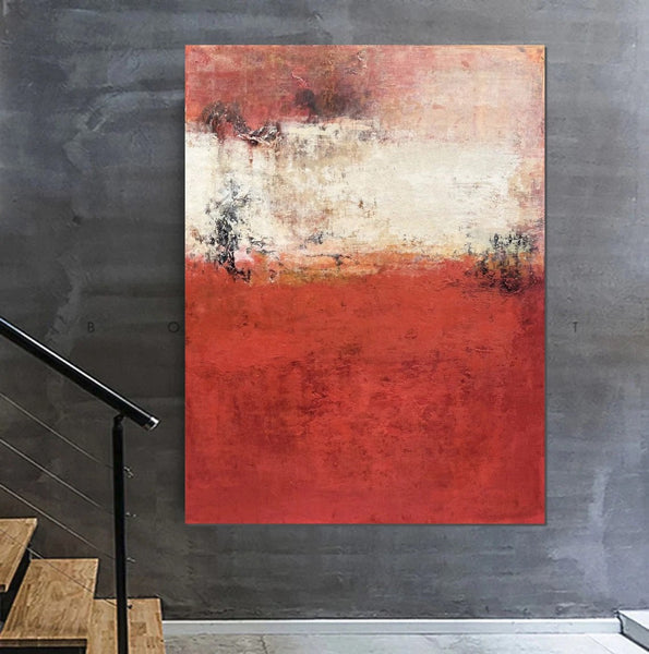 Canvas Painting for Living Room, Huge Contemporary Abstract Artwork, Red Abstract Painting Ideas for Interior Design, Modern Wall Art Painting-artworkcanvas