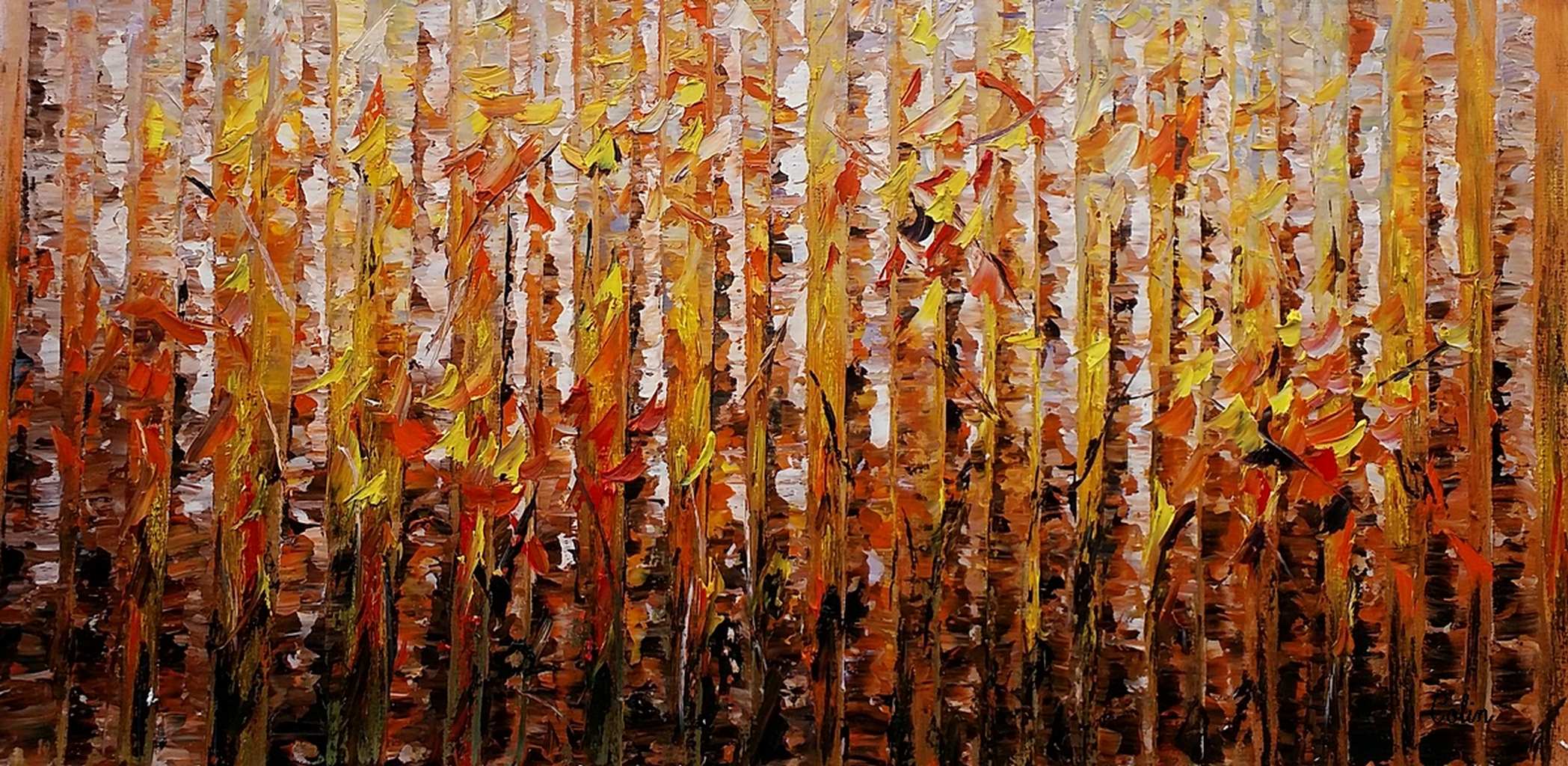 Birch Tree Painting, Original Wall Art, Abstract Painting, Original ...