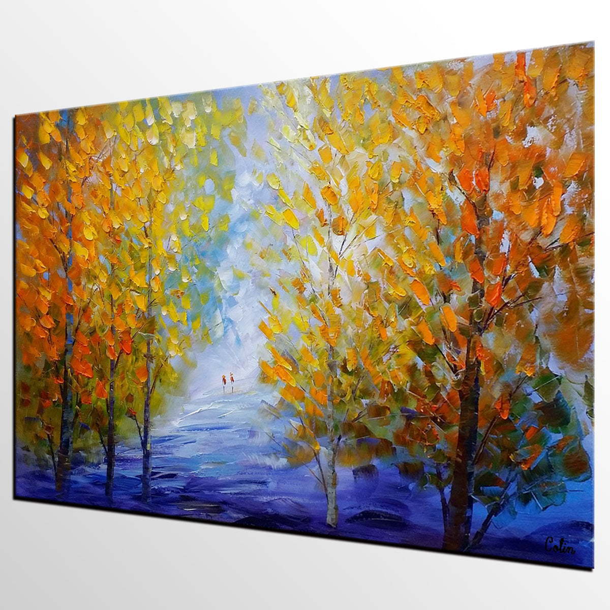 Autumn Forest Painting, Original Wall Art, Landscape Painting, Large ...